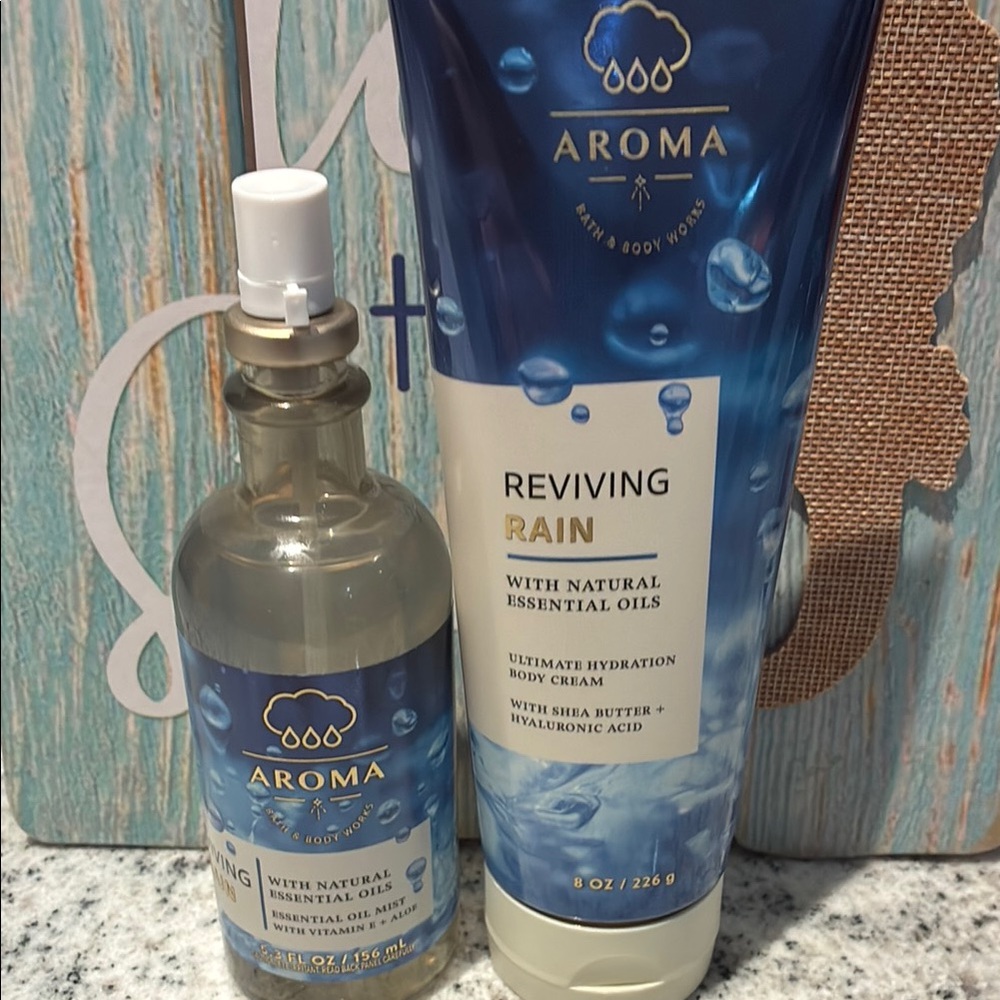 Aroma Therapy Reviving Rain Body Cream and Oil Set - Blue